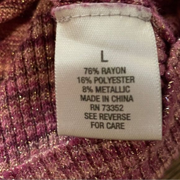 Dressbarn 1/2 Sleeve Heathered Sweater Pink White Purple Metallic Threading L - Picture 8 of 10